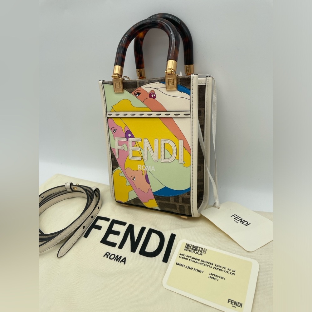 NEW FENDI MINI SUNSHINE FF SUMMER  CROSSBODY TOTE BAG PURSE NWT AUTH! - Picture 7 of 13